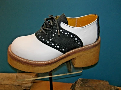 1990s vintage Muro  Black/white platform Saddle Shoes US wms sz 7/ men's 5 - Image 1 of 4