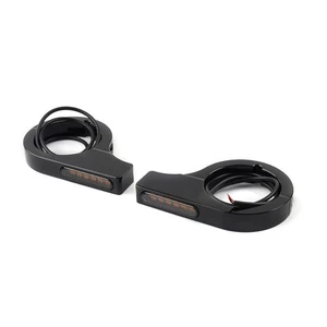 42-46MM LED Fork Turn Signal Light Indicator Amber For Harley touring Dyna Black - Picture 1 of 9