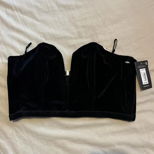 New Look uk 12 Women's Black velvet strapless corset top new look z100 - Picture 1 of 2