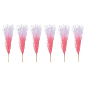 6 Pezzi 17 Pollici Finta Pampa Erba Artificiale Boho Decorazione Rosa Sfumata - Foto 1 di 6