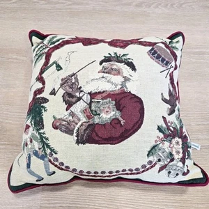 Vintage Santa Tapestry Pillow Riverdale 15" Square - Bild 1 von 9
