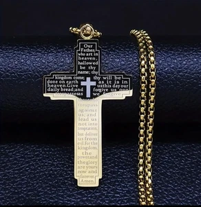 collar hombre acero inoxidable colgante cruz cruz oración - Imagen 1 de 1