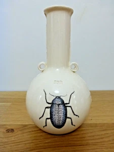 Studio Pottery Beetle Flower Vase, Red Earth Design Studio Porcelain Bottle Vase - Picture 1 of 10