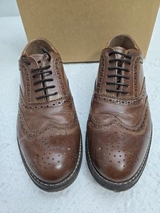 STANFORD WING TIPS ALL LEATHER 8M Brown OXFORD USA - Picture 1 of 12