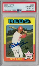 1975 Topps Pete Rose Philles Signed Card #320 PSA/DNA Certified Gem Mint 10 Auto