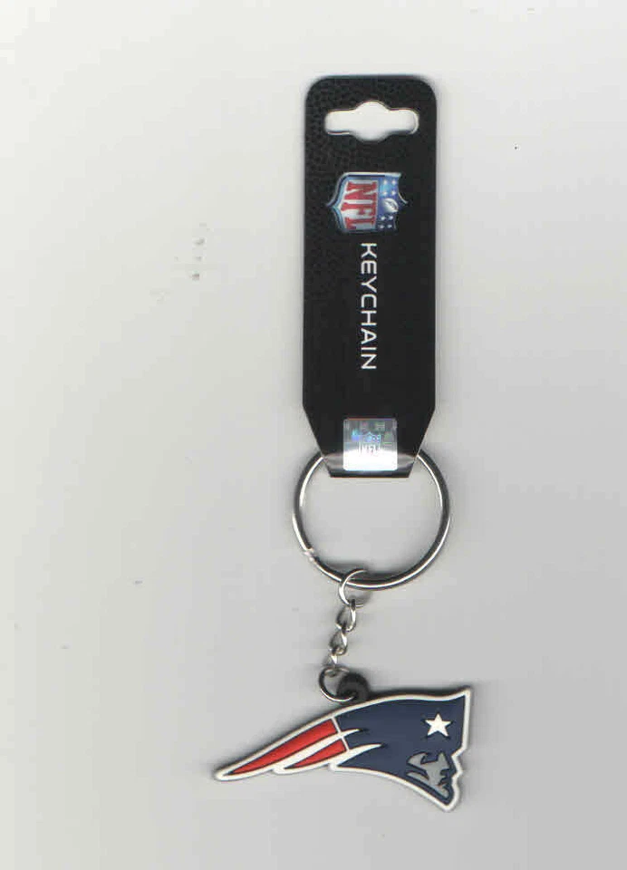 NEW ENGLAND PATRIOTS KEYCHAIN LOGO SOFT PLASTIC NEW LICENSED NFL CHARM PULL - Image 1 of 1