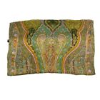 ETRO Scarf Stole Shawl Logo All Over Paisley Pattern Silk Green Multicolor
