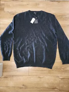 NWT CHARTER CLUB Men's XL Deep Gray Solid 100% Cashmere V-neck Pullover Sweater - Picture 1 of 6