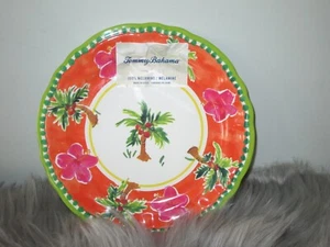 TOMMY BAHAMA TROPICAL HIBISCUS PALM TREE MELAMINE SALAD DESSERT PLATE-SET 2 - Picture 1 of 2