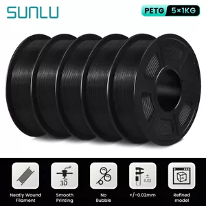 SUNLU 5x1kg filamento PETG 1000G/2.2LB nero alta tenacità stampante materiali di consumo - Foto 1 di 19