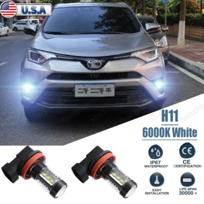 For Toyota RAV4 2006-2020 LED Fog Light Bulbs Driving Lamp H11 H16 6000K White - Image 1 of 4