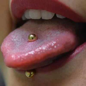 Clásico 14G 5/8" G23 Oro Bola Titanio Barra LENGUA PARA PEZONES Anillo para pezones - Imagen 1 de 2