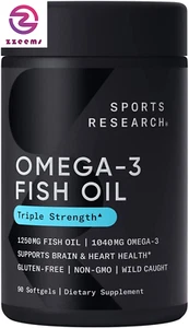 Olio di pesce Omega 3 Tripla Forza 1250 mg da Wild Alaska Pollock | pesce senza burpless - Foto 1 di 12