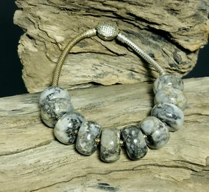 10 Pcs. Ortho fossil Gemstone Big Hole Beads Large Hole Beads 14x8mm Beads - Picture 1 of 5