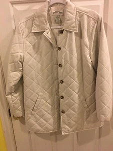 Orvis Women's Quilted Barn Jacket Coat Sz Small Beige /Khaki -Tortoise Buttons - Picture 1 of 11
