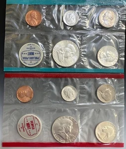 1963 P - D US Mint Set in Original envelope; 10 Uncirculated Coins 90% Silver - Picture 1 of 8