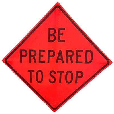 OrangeGear® 48" x 48" Be Prepared to Stop Mesh Traffic Sign & Cross Ribs