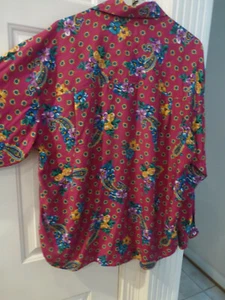 Lizwear Woman Blouse Top Shirt Sz Large(ROOMY) NWOT Long Sleeve Red Print - Picture 1 of 3