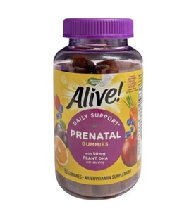 Nature's Way Alive! Daily Prenatal Gummy Plant DHA 90 Gummies 07/31/25 - Picture 1 of 3