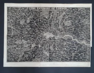 Original antique (1833) map - Environs of London from 'Guide to Knowledge'. - Picture 1 of 16