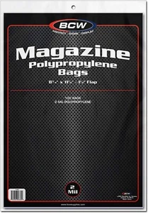Lot 100 Standard Regular Size Magazine Sleeves Bags Pack BCW Storage Protector - Picture 1 of 8