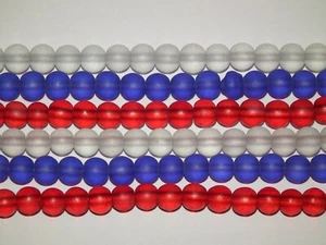 Frosted Glass Beads, Round, Red, Blue, White - 6mm, Hole:1.5mm; - 50 100 - Picture 1 of 11