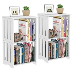 3tier End Table Night Stand Set Of 2 White Side Table Small Bookshelf Bedside Ta - Picture 1 of 7