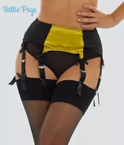 6 Strap Bettie Page Chartreuse Suspender Belt (Garter Belt) - from NYLONZ - Picture 1 of 3