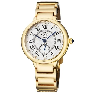 Gv2 By Gevril Women's 12202B Rome Diamond White Dial Gold IP Steel Wristwatch - Image 1 of 4