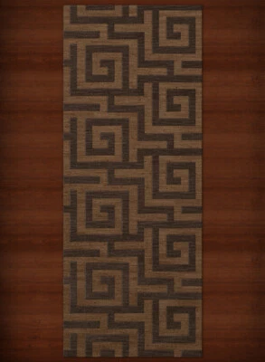 Yellow Transitional Hand Hooked Squares Curls Blocks Area Rug Geometric DV13 - Image 1 of 2