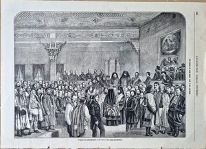 RARO GRABADO EN MADERA, DÉCADA DE 1860, LE DIVAN AD HOC DE VALLACHIE, RUMANIA - Imagen 1 de 1