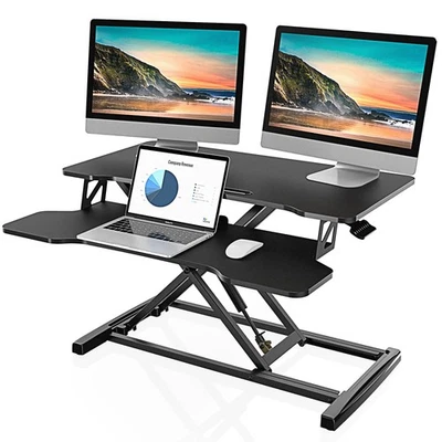 Height Adjustable Standing Desk Converter for Dual Monitors - 32" Wide - Image 1 of 4