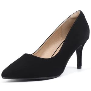 Black High Heels Pumps Closed Toe Heels Women's Pumps Stiletto Pointed Toe Dr... - Picture 1 of 6