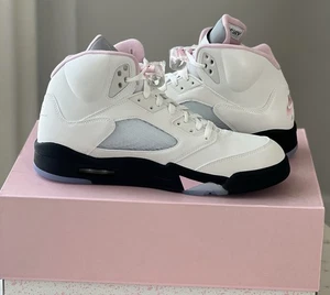 Size 12.5 Nike Air Jordan 5 Retro OG HQ7978102 White/Med Soft Pink-Black NEW! - Picture 1 of 21