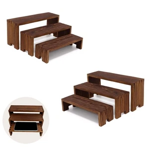 Expositor Elevadores de Madera Soporte de Madera 3 Niveles Estantes de Madera Decorativos Rectangulares, 2... - Imagen 1 de 8