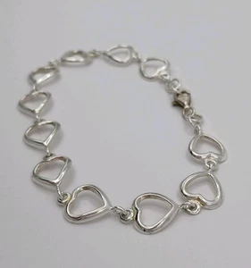 925 Sterlingsilber offenes Herz Gliederarmband 7,25 Zoll - Bild 1 von 9