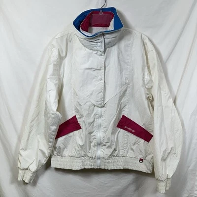 Chaqueta ligera vintage Helly Hansen Lifa cremallera completa para mujer L blanca rosa intenso Foto 1 de 4