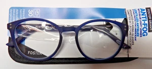 Foster Grant Joey Navy Reading Glasses+2.00 Anti Fog Blue Light Blocking Case - Picture 1 of 7