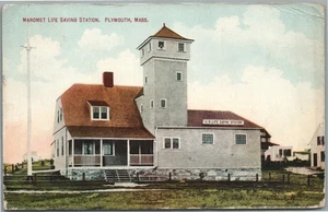 PLYMOUTH MA MANOMET LIFE SAVING STATION ANTIQUE POSTCARD - Picture 1 of 2