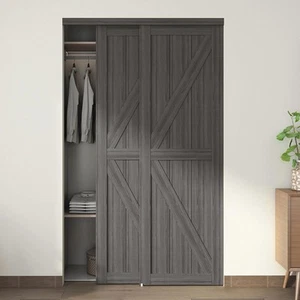 48"(Double 25") x80" Sliding Closet Door, K Style Bypass Closet Door with Har... - Picture 1 of 8