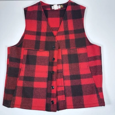 Filson Mackinaw Buffalo Plaid Vest sz 48 Style 20 100% Virgin Wool U.S.A. Made - Image 1 of 4