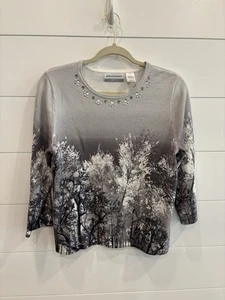 Alfred Dunner silbergrau Baummuster Strass, PL 3/4 Ärmel - Bild 1 von 5