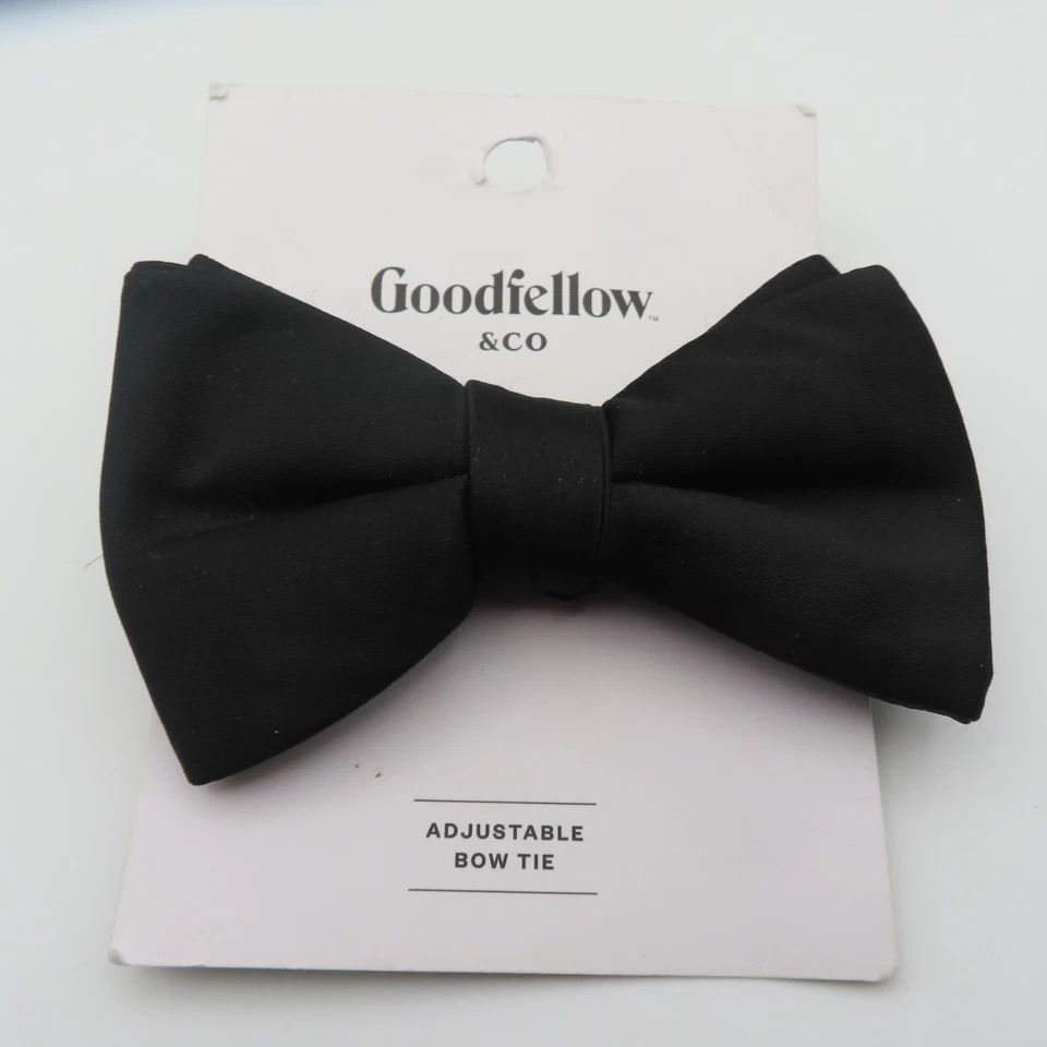 Goodfellow Bow Tie Black Solid 2.5" Wide Pre Tied Polyester Tuxedo Formal
