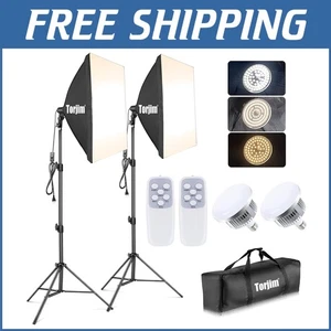 Portable Softbox Lighting Kit: 27" Softboxes & Adjustable Tripods Included - Picture 1 of 9