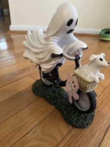 Goblin & Ghoul Ghost Riding Bike Ghost Puppy Dog VIRAL Halloween Figurine NWT - Picture 1 of 5