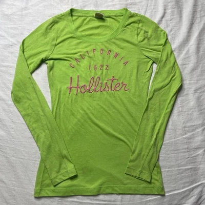Hollister Green Long Sleeve Shirt California Spell Out Small Y2K Embroidered - Image 1 of 4