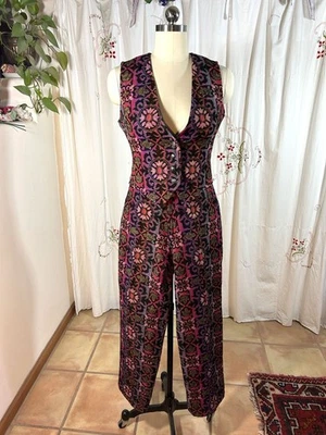 Vtg 60s  Sportcouture Mod 2Pc Cotton Woven Tapestry Pants Set Vest Pants 6/8 - Image 1 of 4