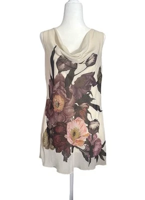 Blusa sin mangas Jonathan Martin Vintage Y2K Crema Cuello Capucha Floral Encaje Mediana Foto 1 de 4