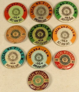 I B E W INTERNATIONAL BROTHERHOOD OF ELECTRICAL WORKERS 10 DIFF PINBACKS LOT - Picture 1 of 2