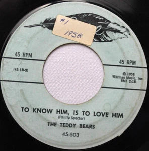 THE TEDDY BEARS TO KNOW HIM IS TO LOVE HIM / MY LITTLE PET 45 7" RECORD G+ - Picture 1 of 4